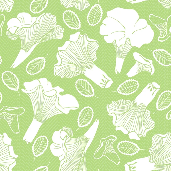 Chanterelles blanches et feuilles — Image vectorielle