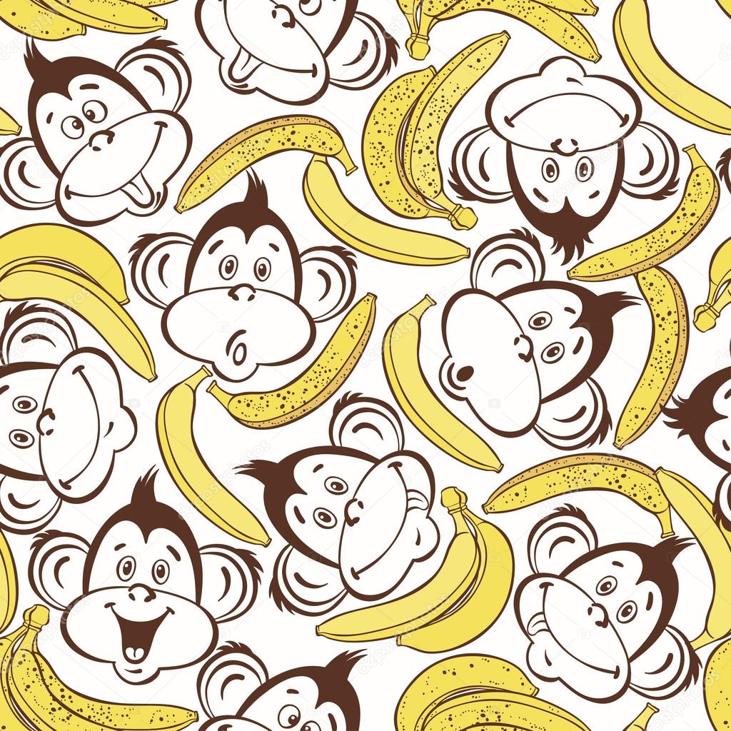 faces of monkeys and bananas