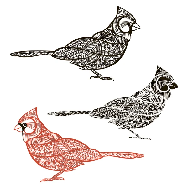 Cardenal aves conjunto — Archivo Imágenes Vectoriales