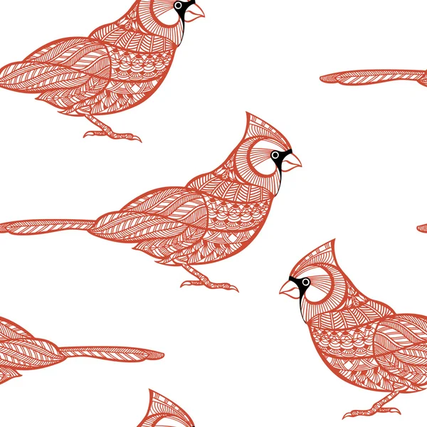 Seamless pattern with cardinals birds — Stock Vector