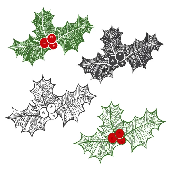 Kerstmis holly bessen — Stockvector