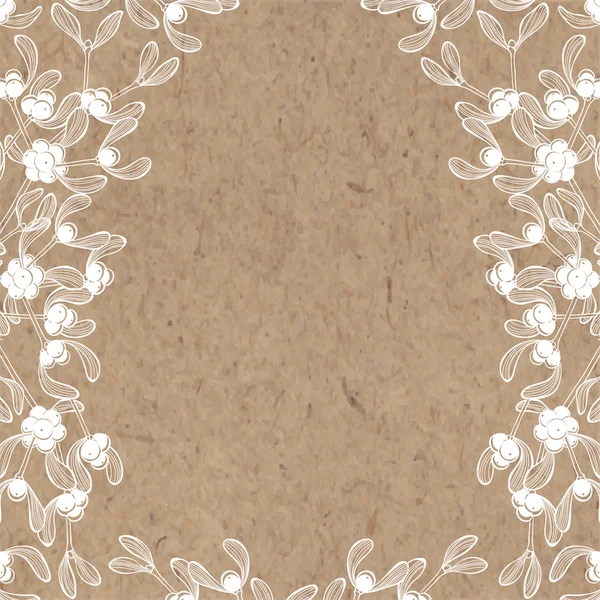 Fond floral avec gui sur papier kraft . — Image vectorielle