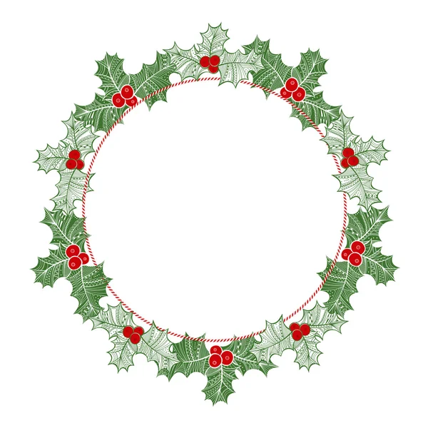 De kroon van Kerstmis holly. — Stockvector