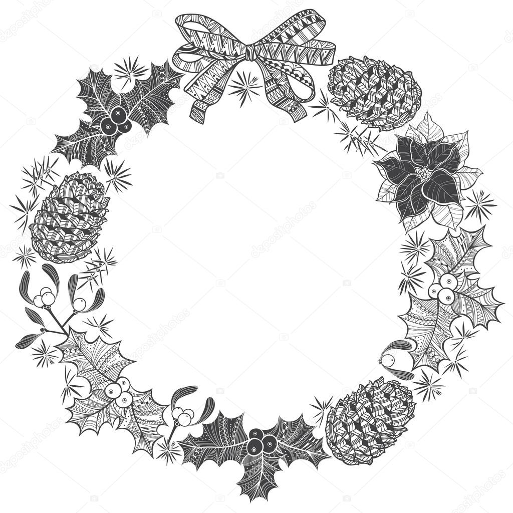 Christmas wreath with space for text.
