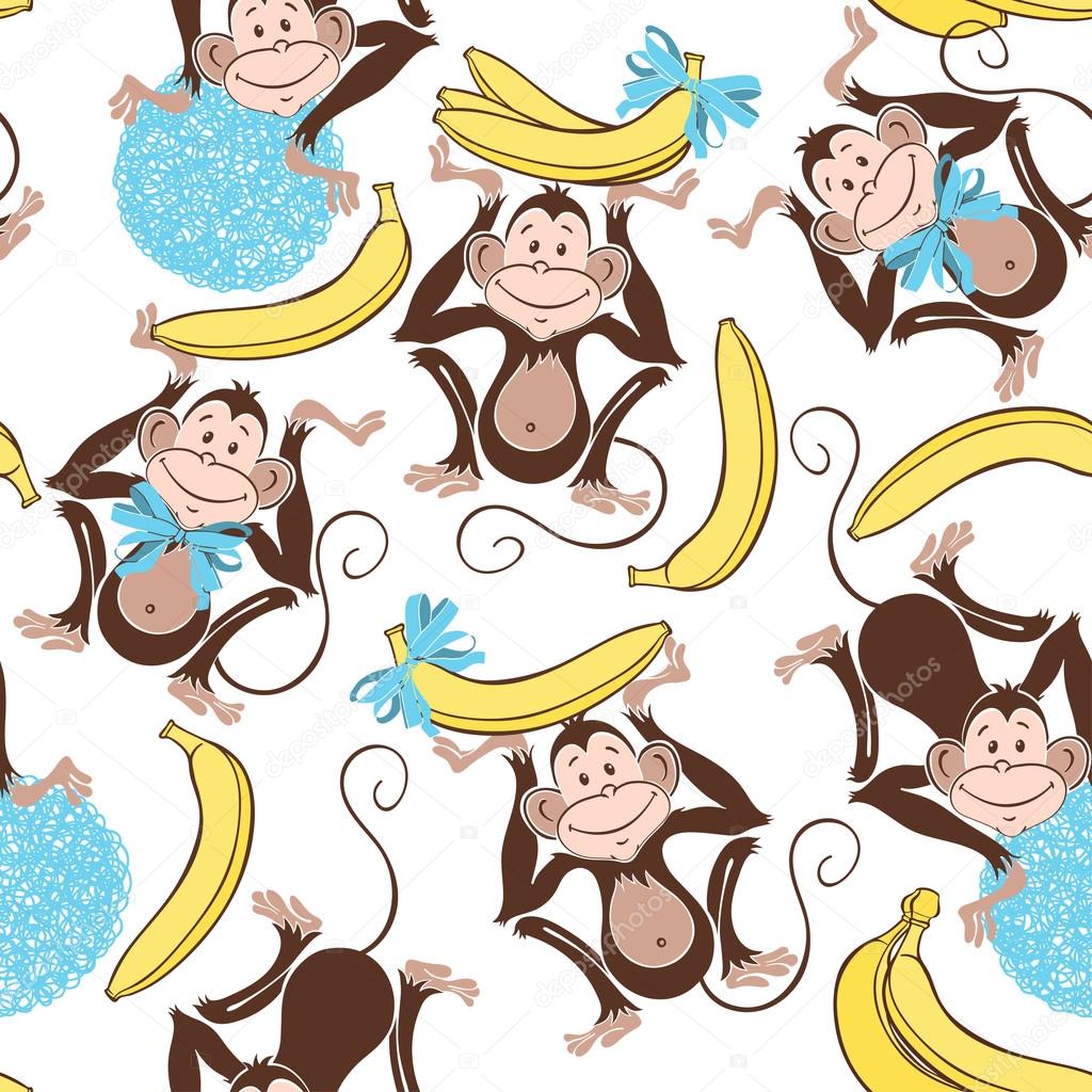 Pattern with monkeys and bananas.