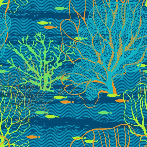 Undersea world seamless pattern — Stock Vector