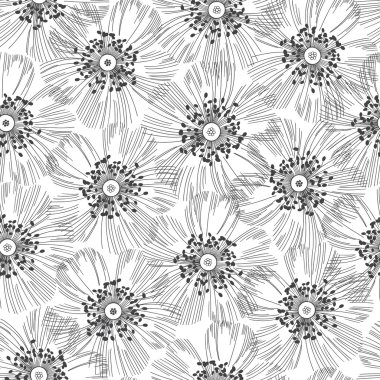 soyut çizilmiş çiçek deseni