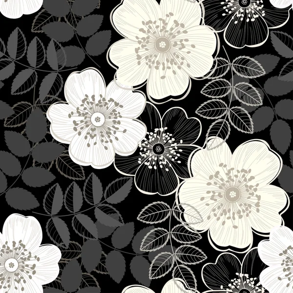 Hand-drawn roses pattern — Stock Vector