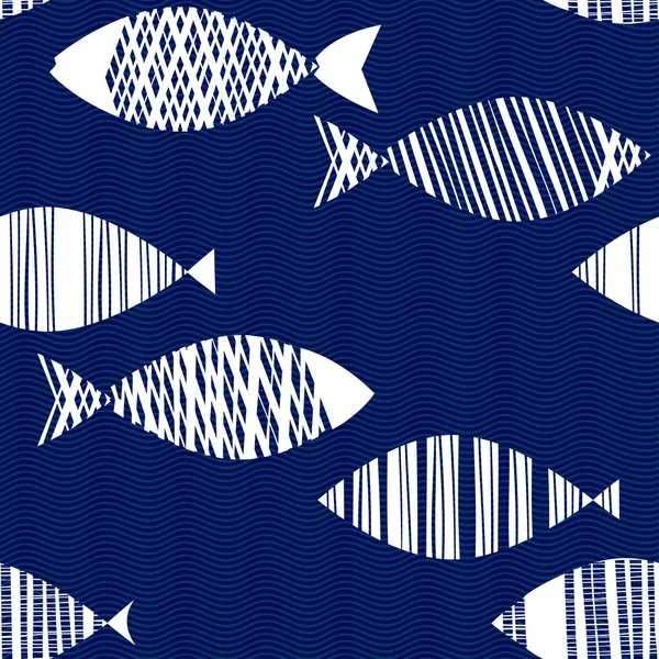 Pattern with cartoon fish. — Stock Vector