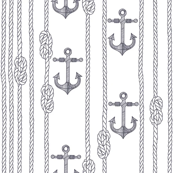 Cordes avec nœuds et ancres — Image vectorielle