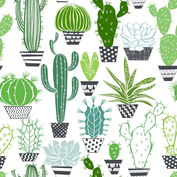 kaktüsler ve succulents desen