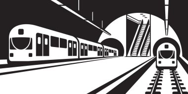 Trenler ile metro istasyonu platformu