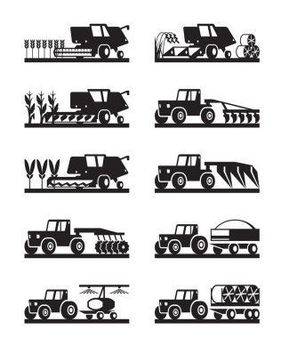 Agricultural machinery in the field clipart