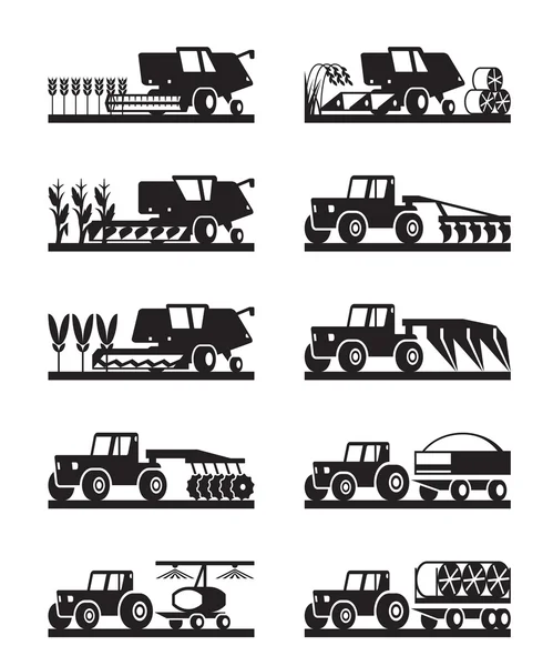 Landbouwmachines in het veld — Stockvector