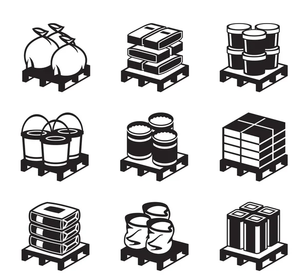 Pallets with building materials — Stock Vector