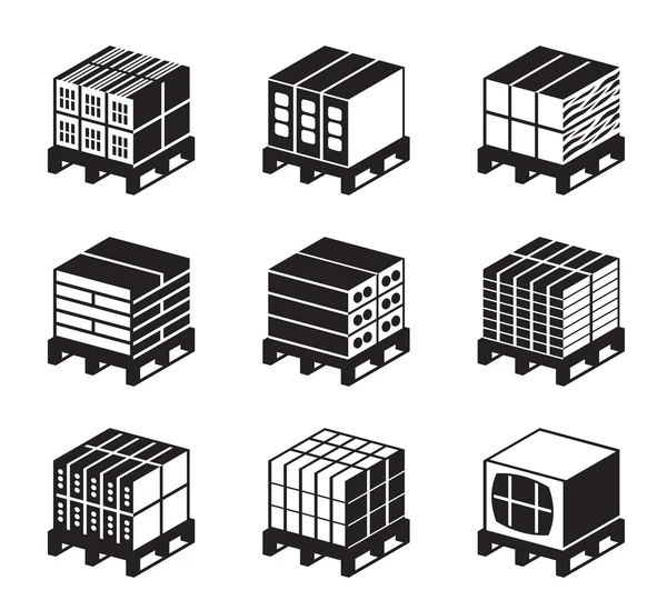 Pallets with bricks and concrete blocks — Stock Illustration Pallets with bricks and concrete blocks Vector Graphics