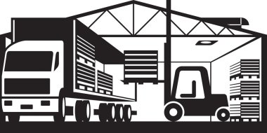 Forklift paletleri malların ambar kamyon yükler