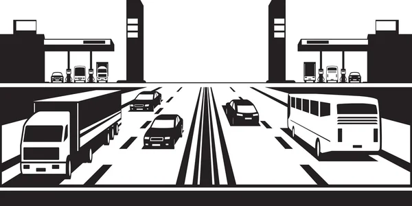 Stations-service des deux côtés de l'autoroute — Image vectorielle