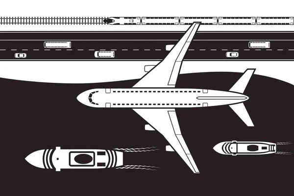 Passenger Transportation Land Air Sea Vector Illustration — Stock Vector