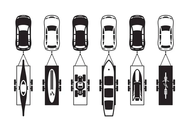Sport Bedrijfsvoertuigen Met Aanhangwagens Vector Illustratie — Stockvector