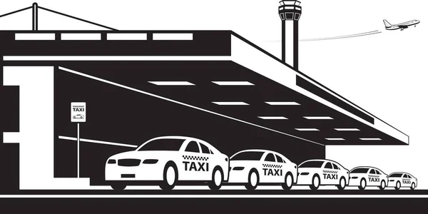 Taxi Service Airport Vector Illustration — Stock Vector