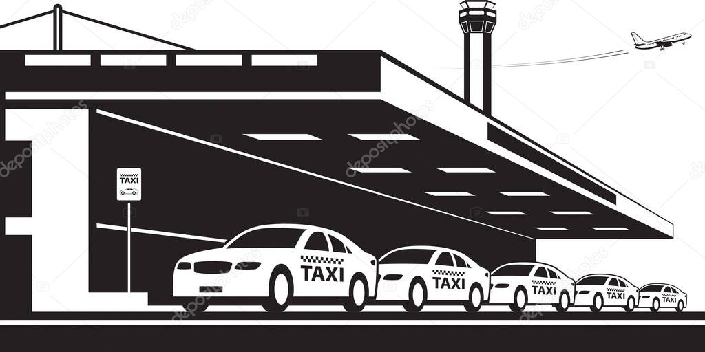 Taxi service at airport - vector illustration