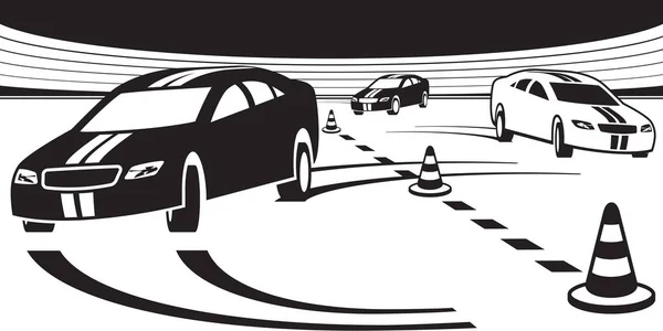 Car Test Drive Track Vector Illustration — 스톡 벡터