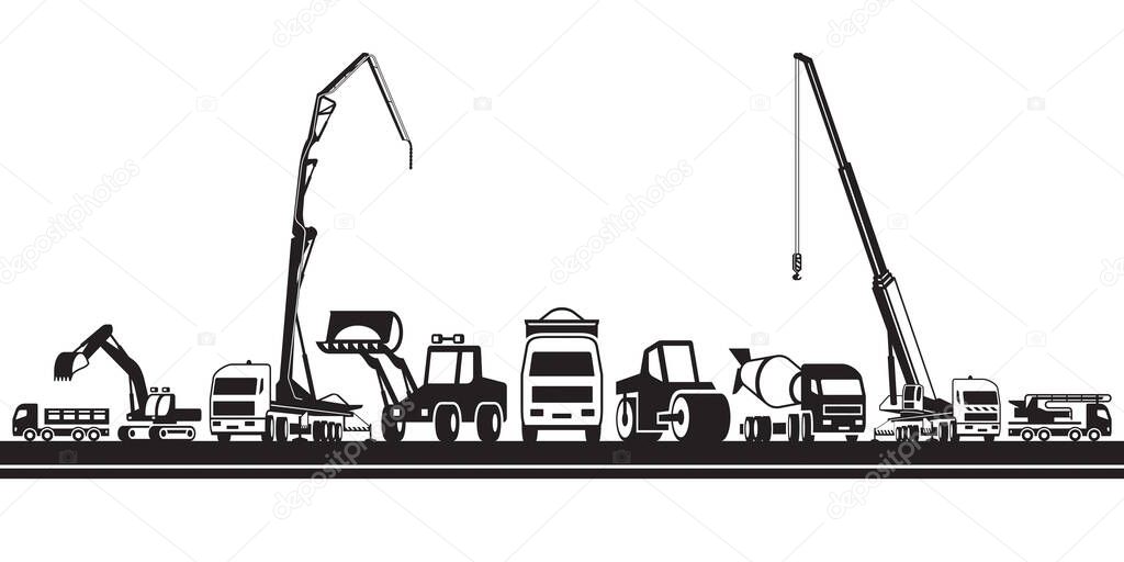 Heavy construction machinery  vector illustration