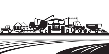 Alan vektör illüstrasyonunda tarım makineleri