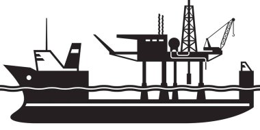 Ağır yük gemisi, petrol platformu taşıyıcı illüstrasyonu taşıyor
