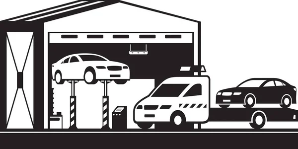 Recogida Asistencia Carretera Trae Coche Servicio Ilustración Vectorial — Archivo Imágenes Vectoriales