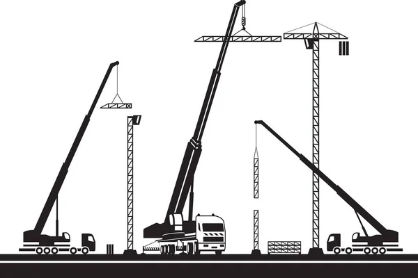 Aufbau Eines Krans Auf Der Baustelle Vektor Illustration Stockvektor