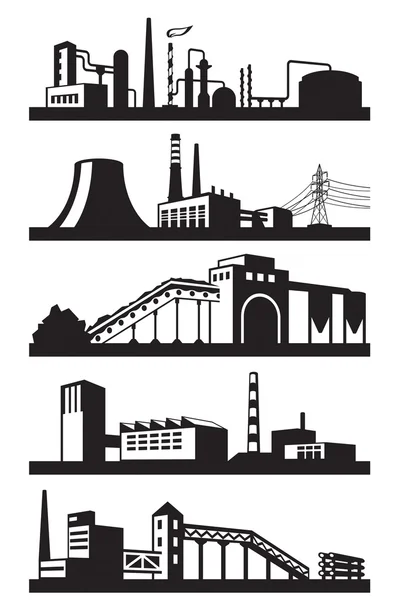 Průmyslové závody v perspektivě Stock Ilustrace