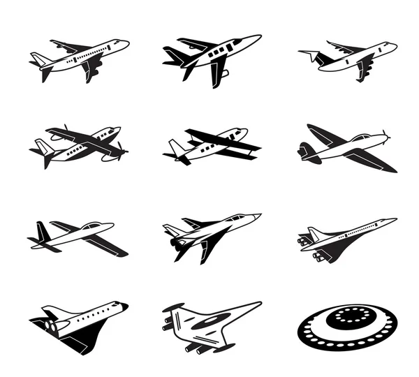 Olika flygplan under flygning — Stock vektor