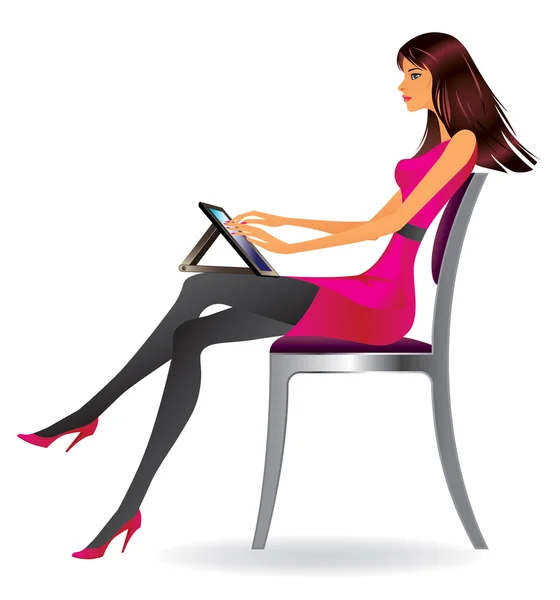 Mujer de negocios con tablet — Vector de stock