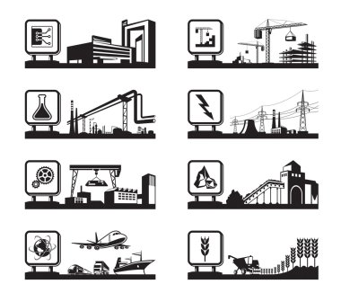 Different industries with logos clipart
