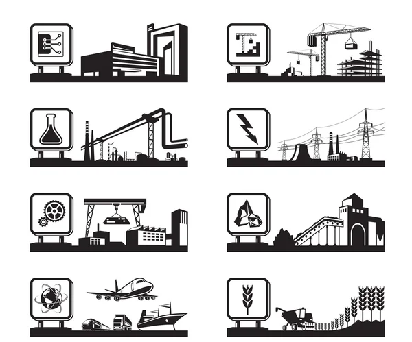 Verschillende industrieën met logo 's Vectorbeelden