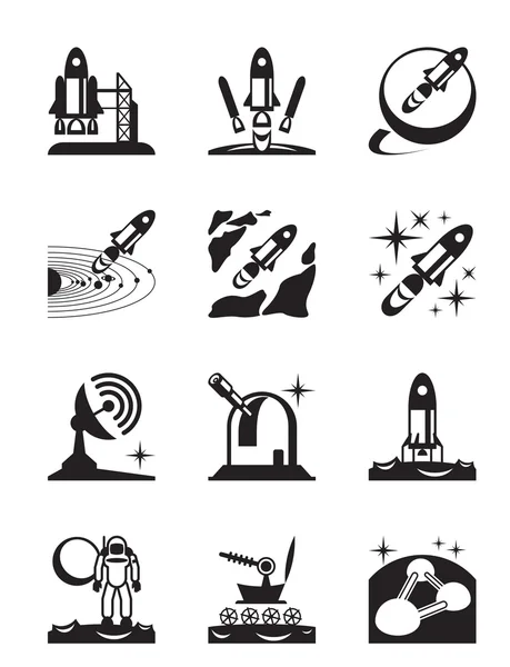 Aerospace mission set of icons — Stock Vector