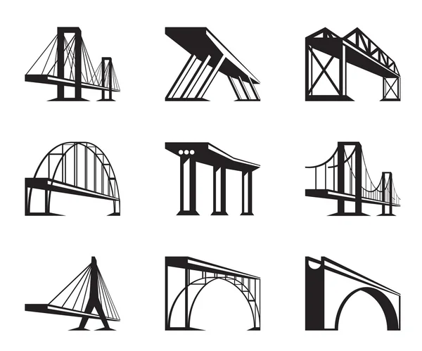 Different bridges in perspective — Stock Vector