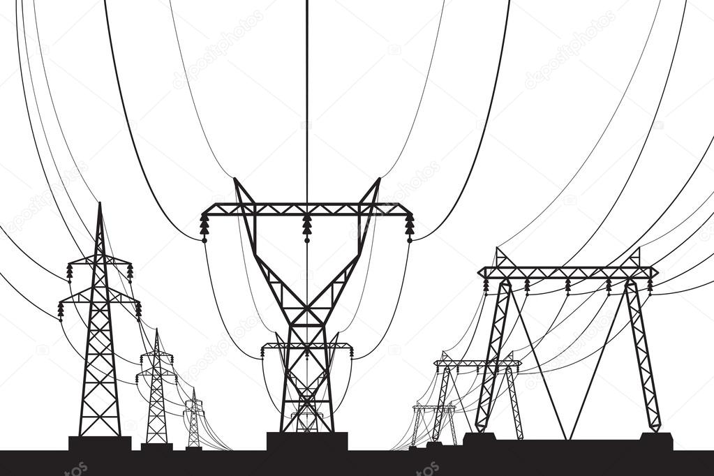 Electrical transmission towers in perspective