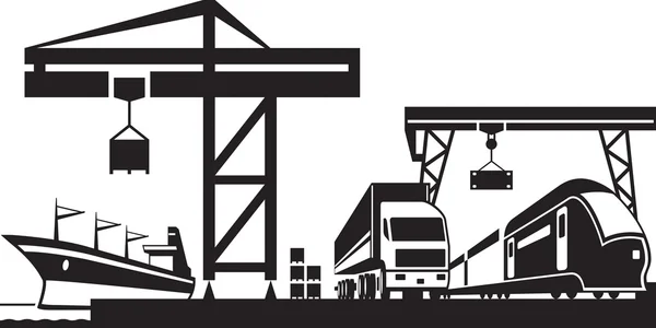 Cargo terminal scene — Stock Illustration Cargo terminal scene Stock Illustration