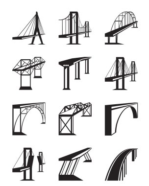 Various types of bridges in perspective clipart