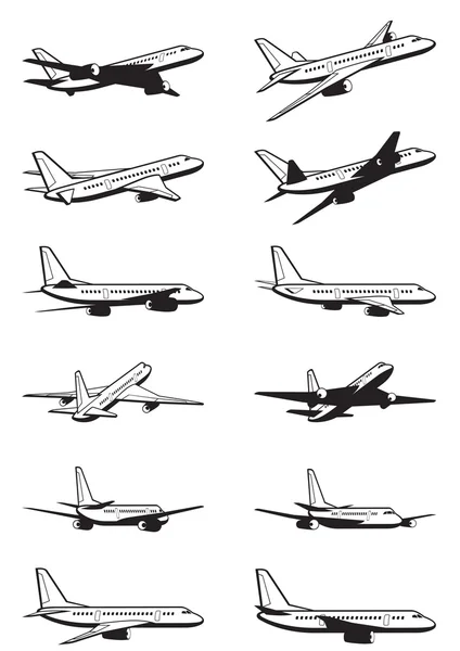 Avión de pasajeros en perspectiva — Vector de stock