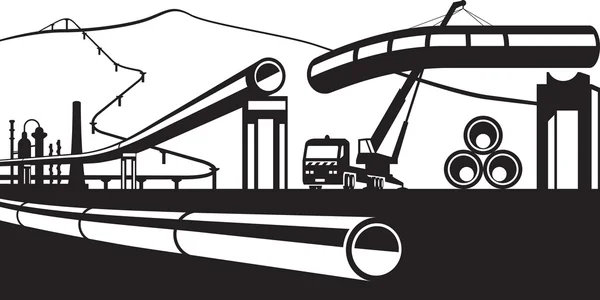 Bau von industriellen Pipelines — Stockvektor
