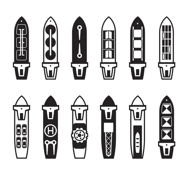 Navires marchands et cargos d'en haut — Image vectorielle