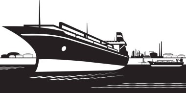 Yağ terminalinden yüklü bir tanker yelken açar - vektör illüstrasyonu