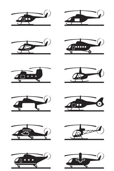 Diferentes tipos de helicópteros — Archivo Imágenes Vectoriales