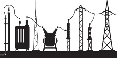 Electrical substation scene clipart