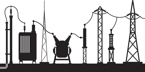 Cena de subestação elétrica — Vetor de Stock