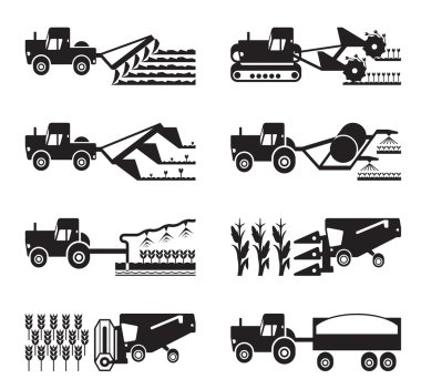 Crop growing and harvesting of agriculture clipart